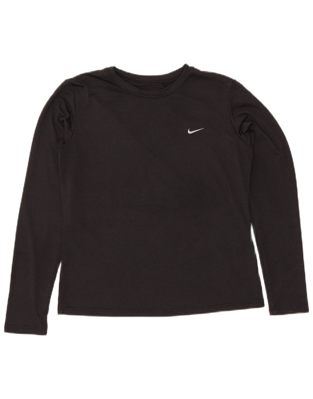 NIKE Womens Dri Fit Top Manga Longa US 8/10 Médio Preto Poliéster