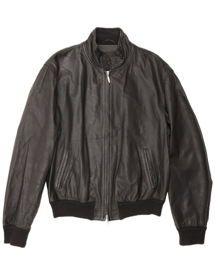 Jaqueta feminina de couro bomber Stewart UK 20 2XL motociclista de couro preto