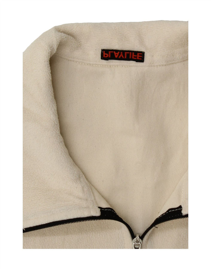 PLAYLIFE Mens Zip Neck Fleece Jumper Small Off White Vintage Playlife and Second-Hand Playlife from Messina Hembry 