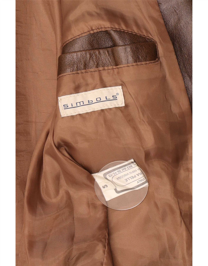 Jaqueta de couro masculina vintage UK 36 pequena marrom clássica