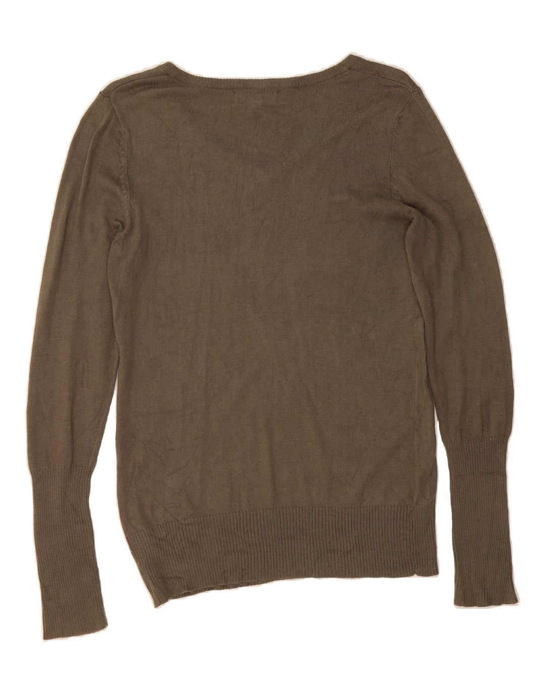 MOSSIMO Womens V-Neck Jumper Sweater UK 12 Medium Khaki Nylon Vintage Mossimo and Second-Hand Mossimo from Messina Hembry 