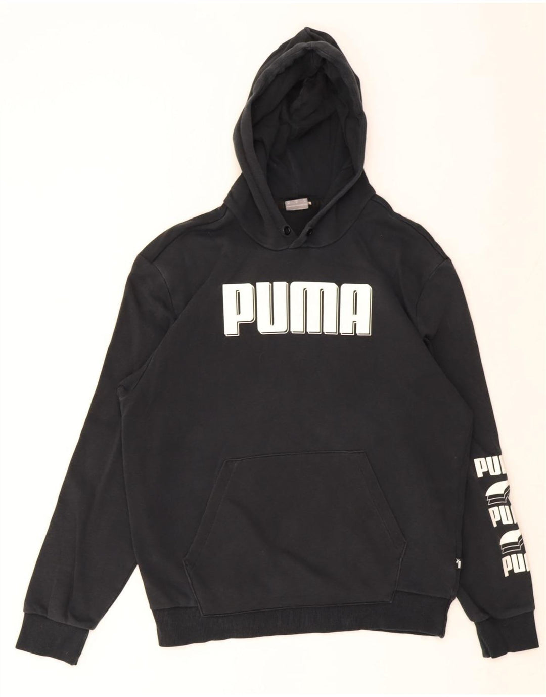 Puma masculino gráfico moletom com capuz médio algodão preto