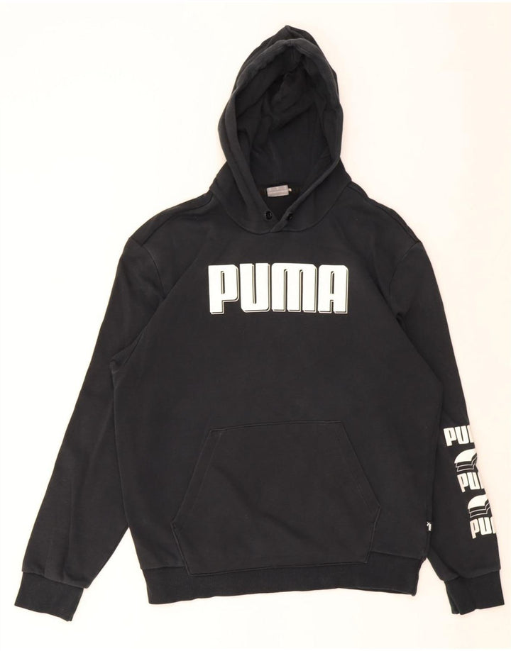Puma masculino gráfico moletom com capuz médio algodão preto