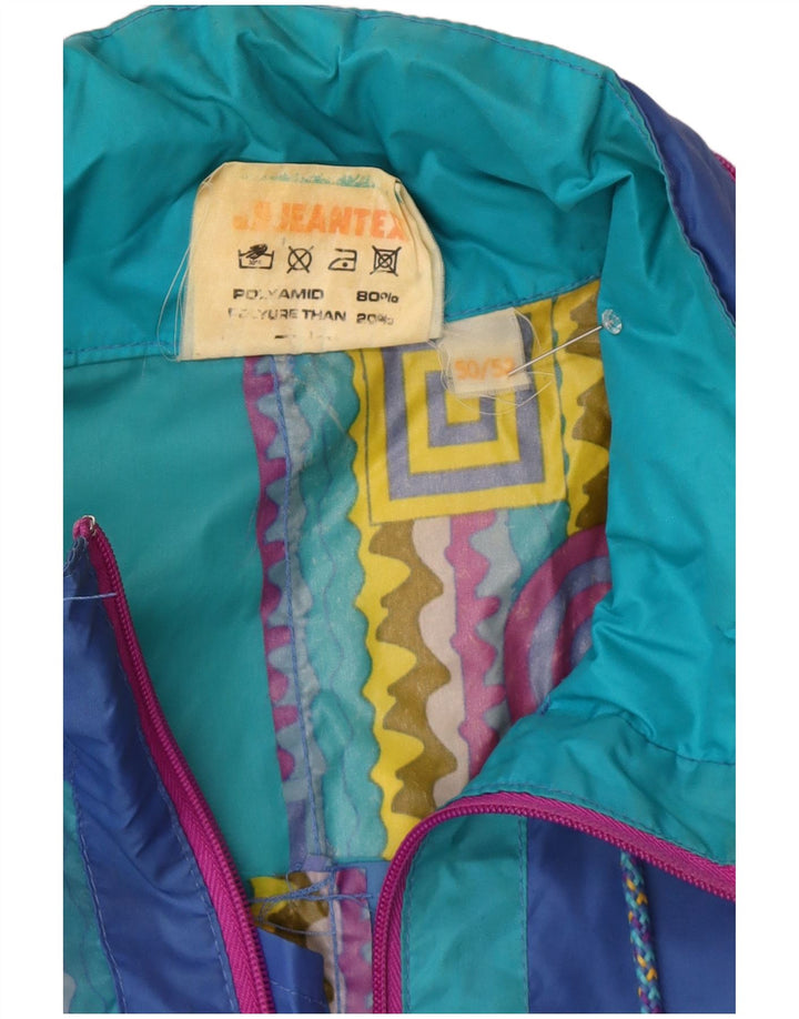 Jaqueta de chuva masculina com capuz J Jeantex IT 50/52 grande geométrica multicolorida