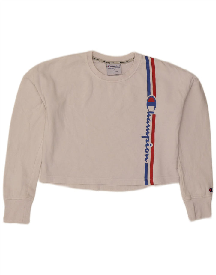 Suéter feminino Champion com estampa gráfica oversized UK 10 pequeno branco