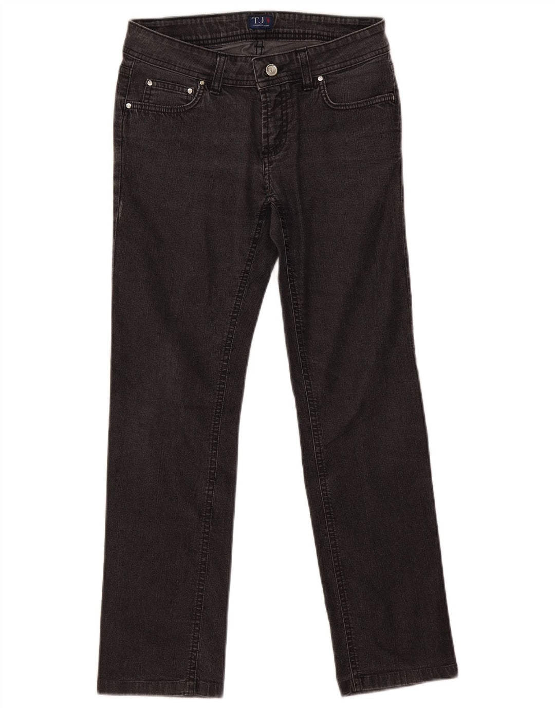 Jeans retos femininos Trussardi W26 L27 algodão cinza