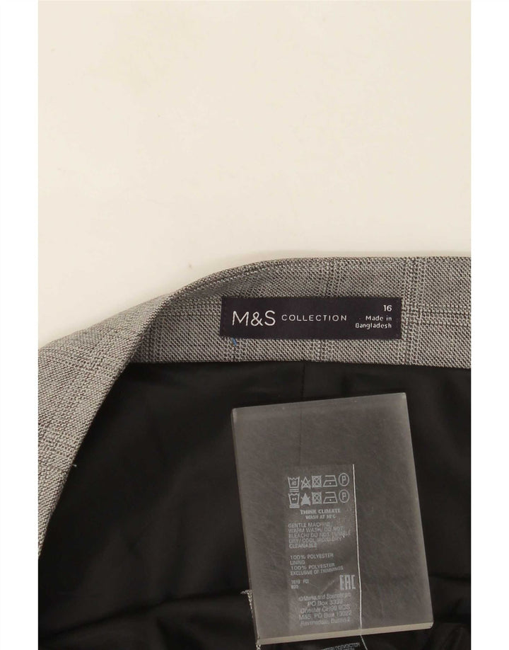 Saia lápis feminina Marks & Spencer Reino Unido 16 grande W36 cinza poliéster
