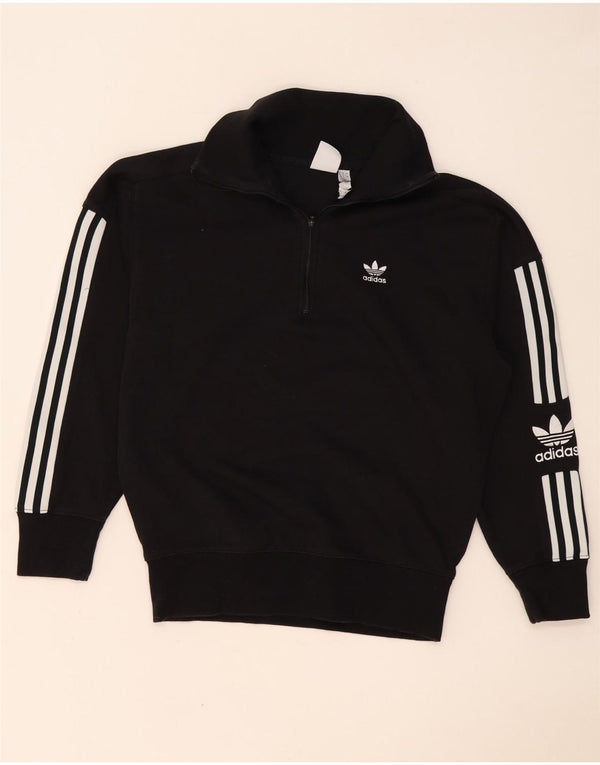 Adidas feminino oversized gráfico zip pescoço moletom jumper reino unido 8 pequeno preto