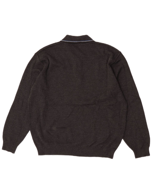 Il Granchio Suéter masculino com gola polo e lã virgem listrada preta XL