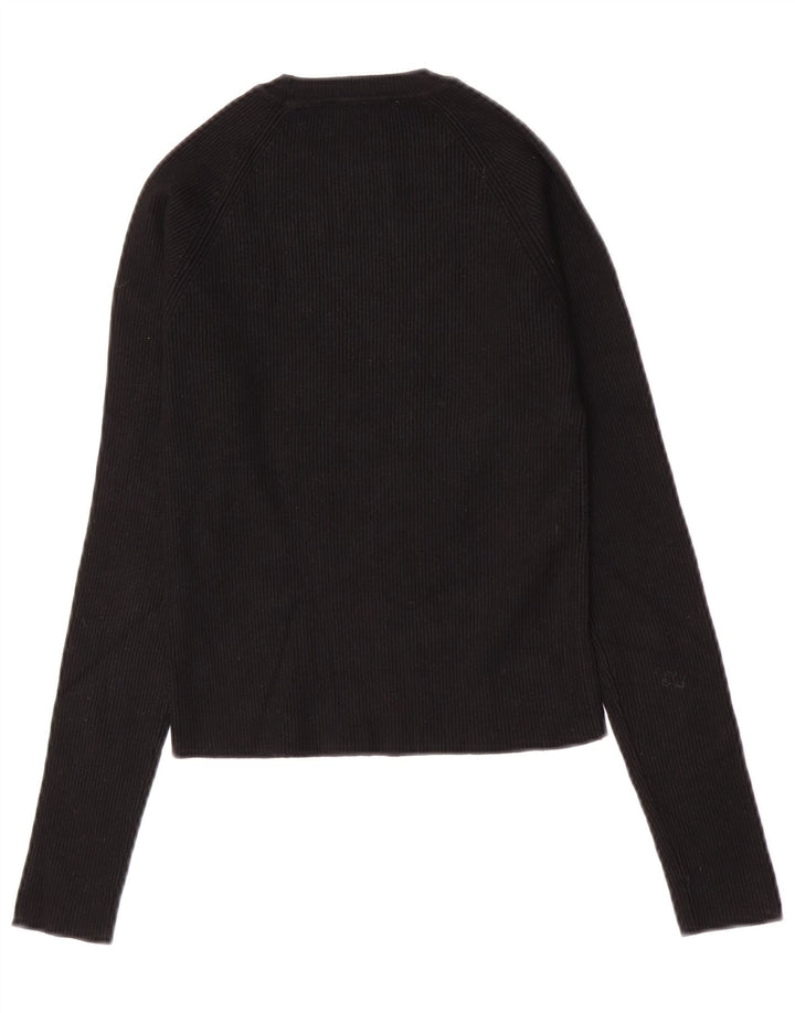 Zara Womens Crop Top Manga Longa Reino Unido 12 Médio Preto