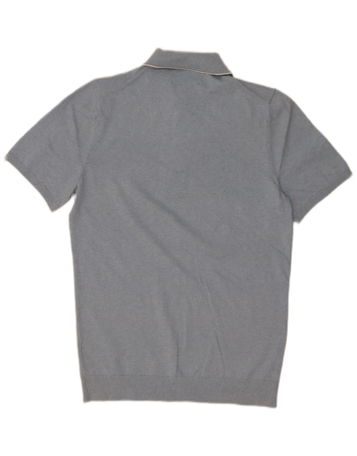 Camisa pólo masculina Marks & Spencer pequena azul algodão