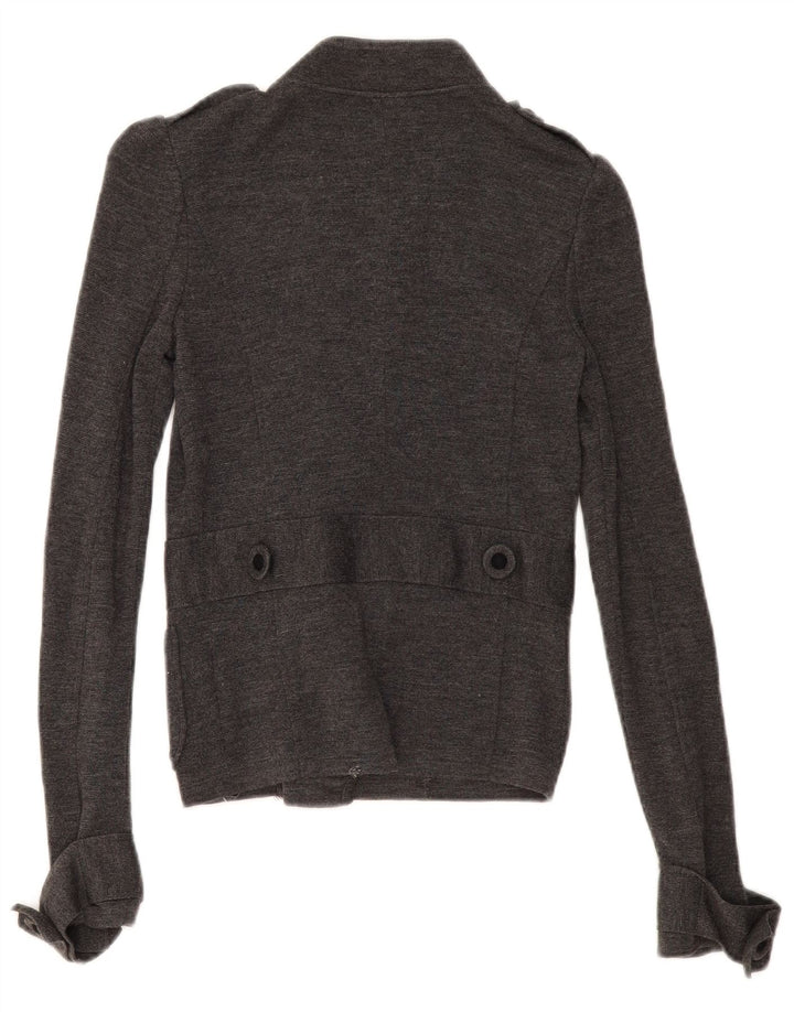 Suéter cardigã feminino Armani com peito duplo IT 38 XS lã cinza