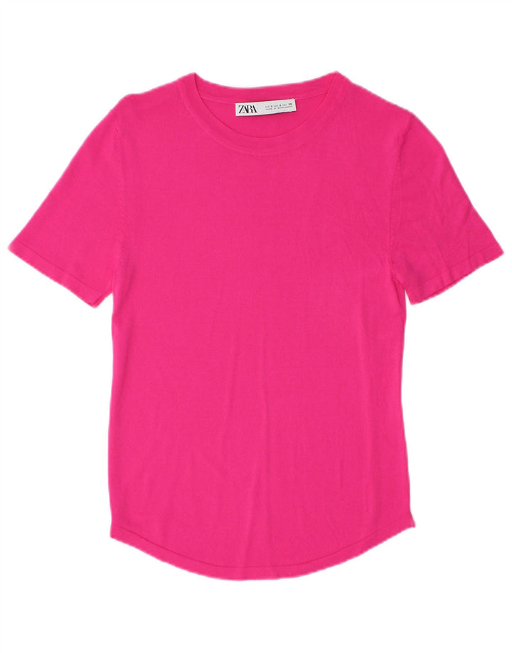 Camiseta feminina Zara UK 8 pequena rosa