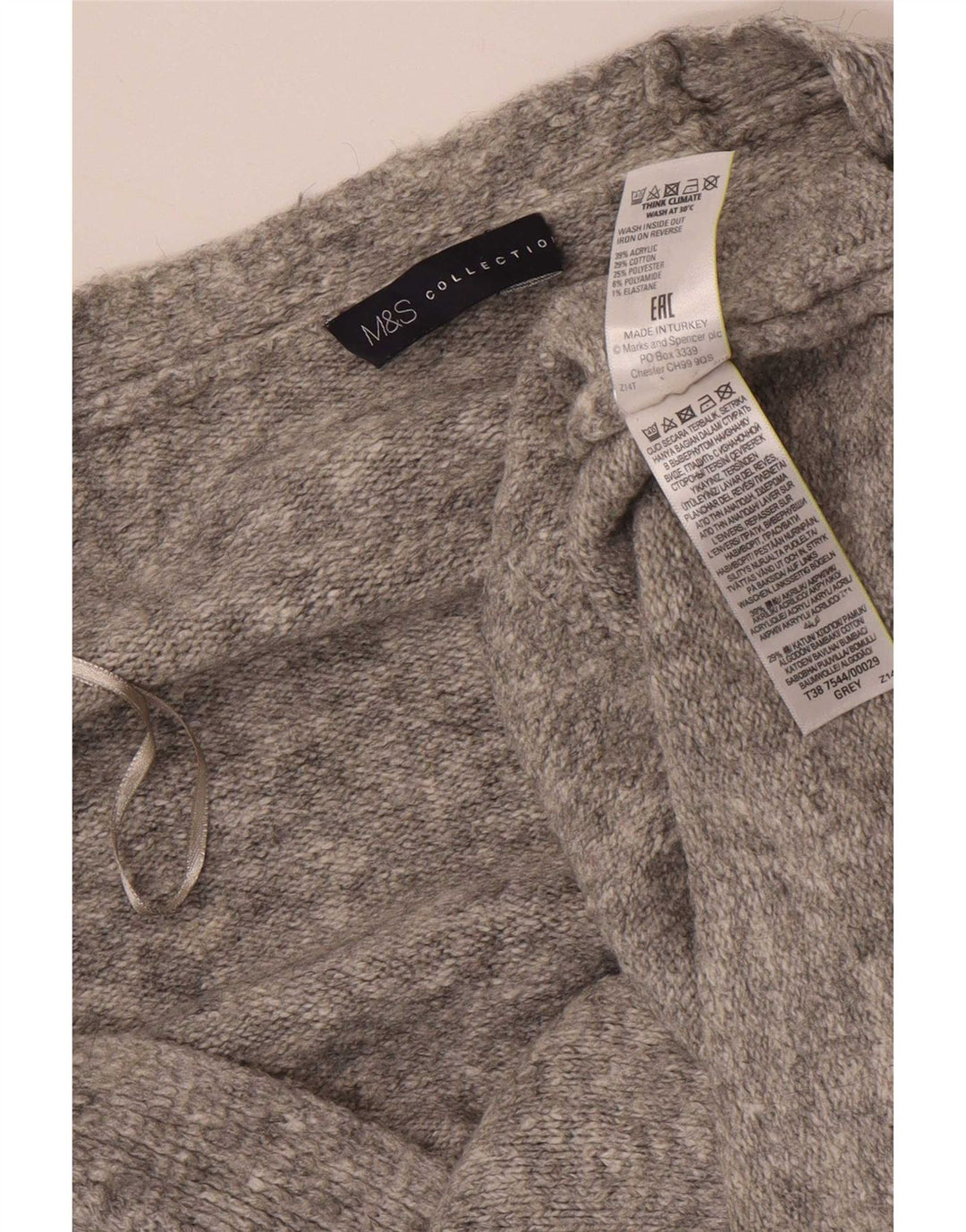 Suéter cardigã feminino grande Marks & Spencer Reino Unido 18 XL cinza manchado