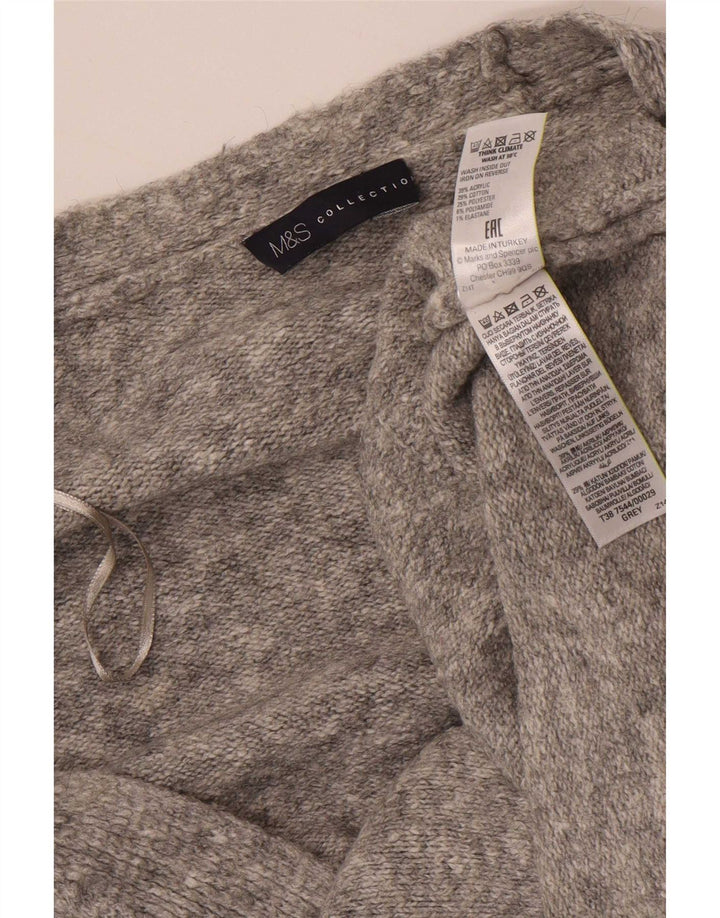 Suéter cardigã feminino grande Marks & Spencer Reino Unido 18 XL cinza manchado
