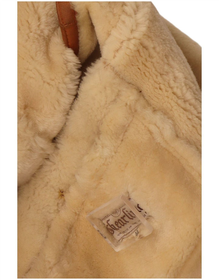 Jaqueta feminina vintage de shearling de grandes dimensões IT 44 marrom médio