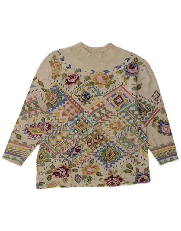 Blusa feminina Together UK 14 algodão floral verde médio boêmio