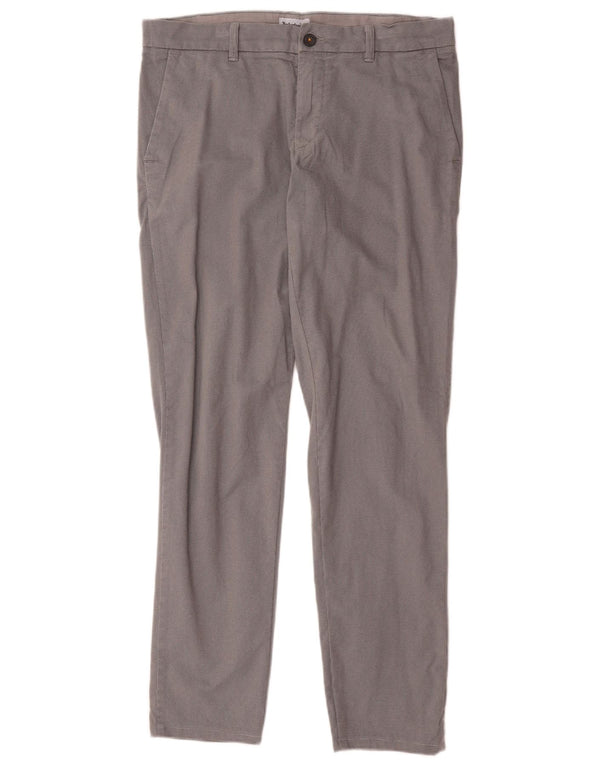 Timberland Mens Slim Chino Calças W34 L34 Cinza Spotted Algodão