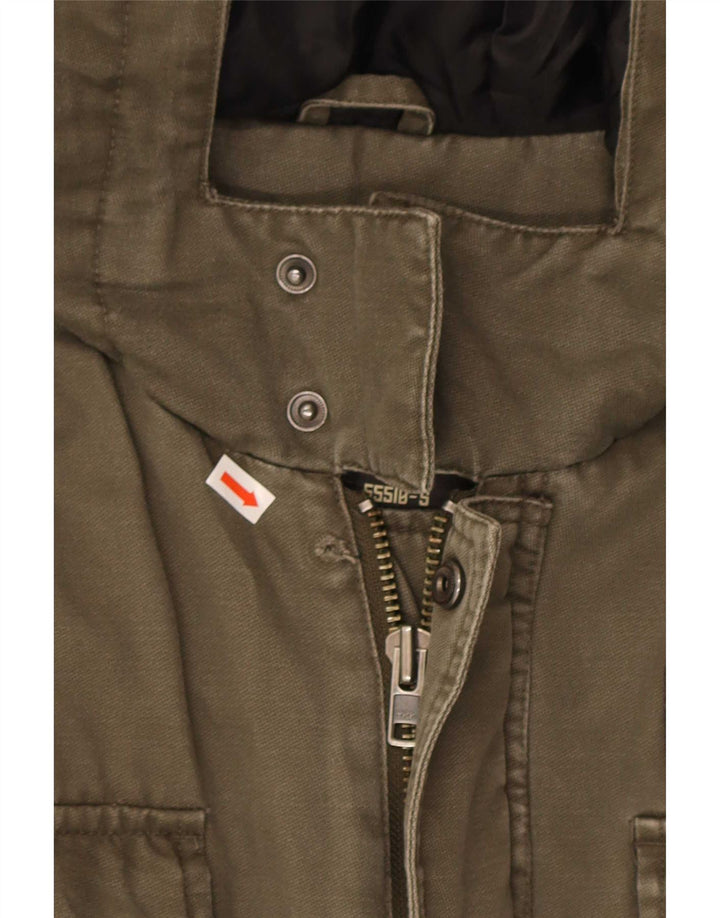 Jaqueta Parka masculina Blend com capuz Reino Unido 40 algodão cáqui grande