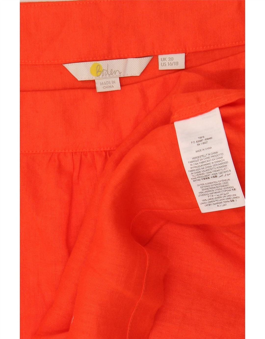 Blusa feminina Boden UK 20 2XL linho laranja