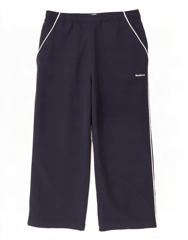 Reebok Womens Capri Calças de treino UK 10 Pequeno Poliéster Azul Marinho