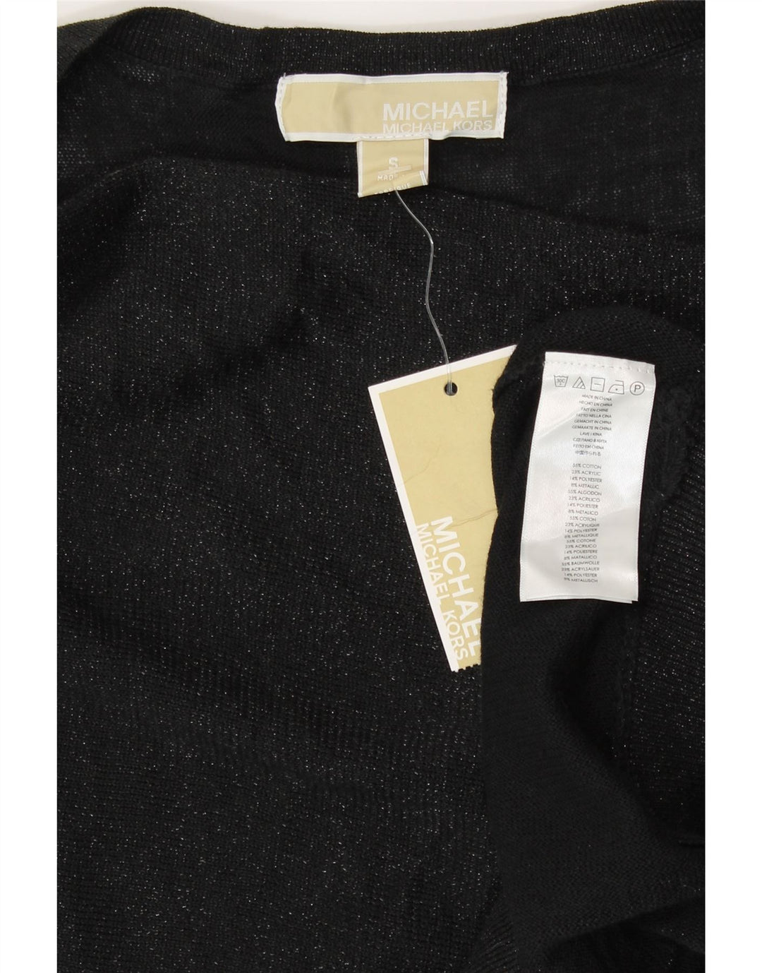 Blusa feminina sem mangas Michael Kors Top Reino Unido 10 pequeno algodão preto