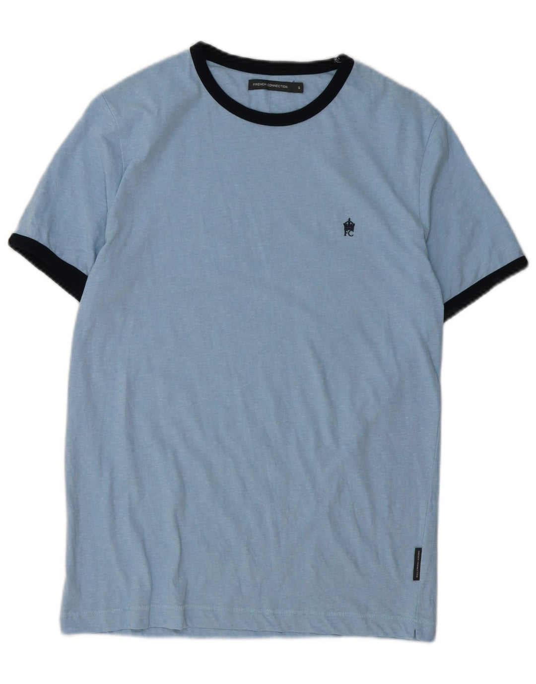 Camiseta masculina FRENCH CONNECTION top pequeno algodão azul