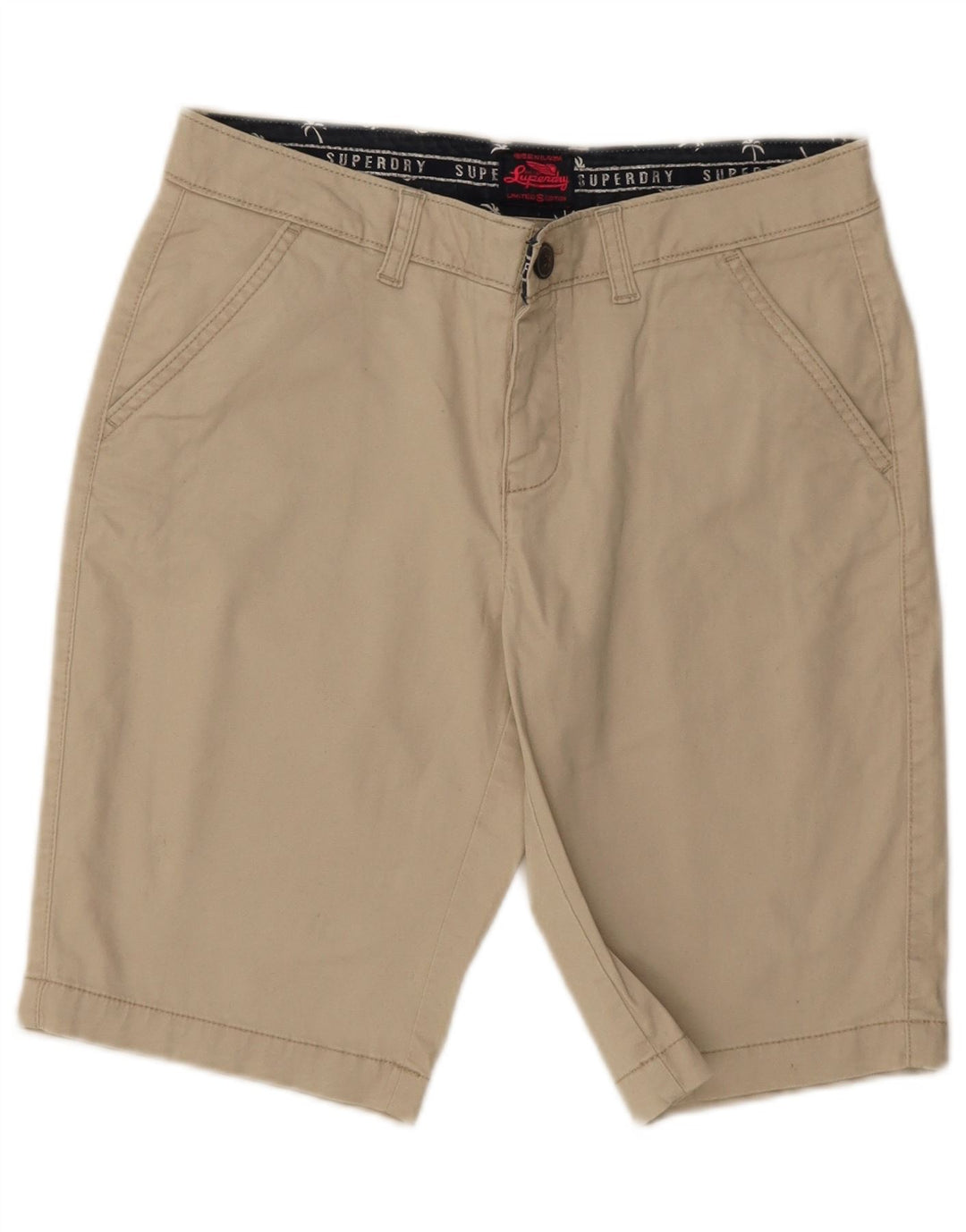 Shorts Chino Feminino Superdry W30 Algodão Bege Médio