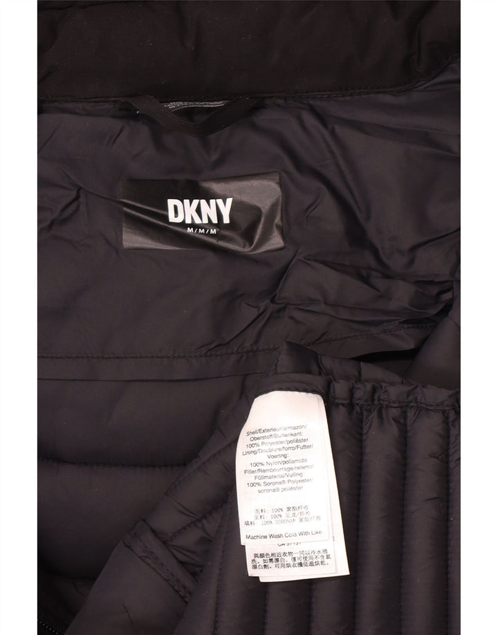 Casaco acolchoado com capuz feminino Dkny UK 12 poliéster preto médio