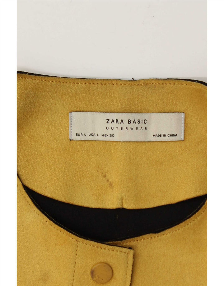 Zara Womens Crop Bomber Jacket UK 16 Grande Amarelo