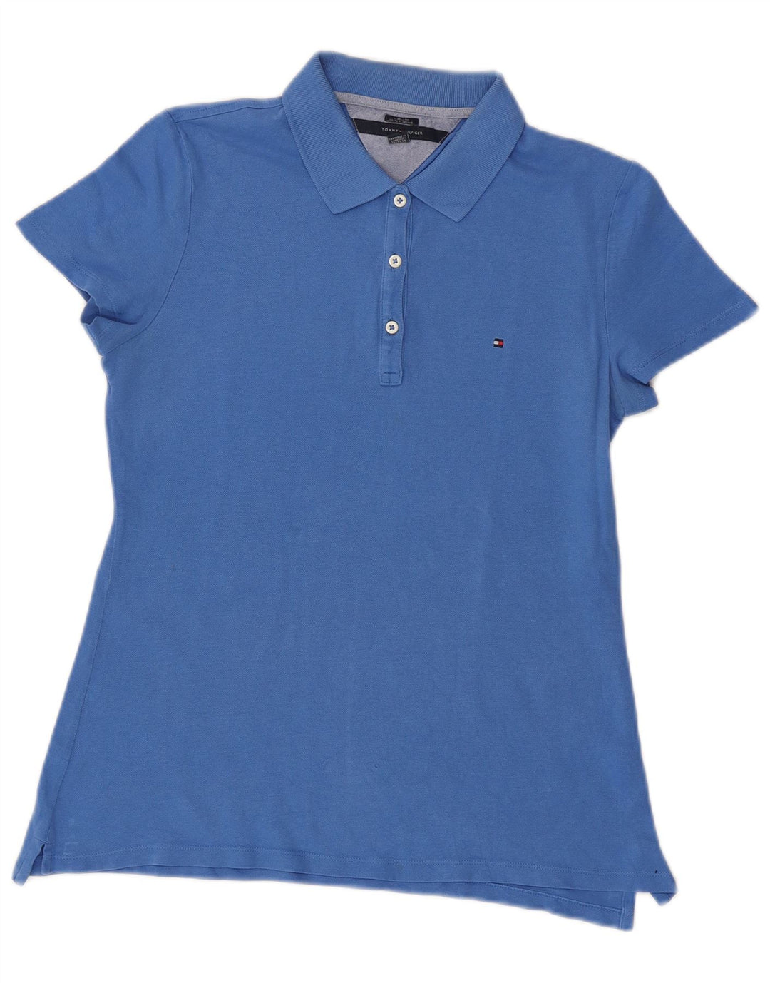 Camisa polo feminina TOMMY HILFIGER Classic Fit Reino Unido 12 Azul Médio