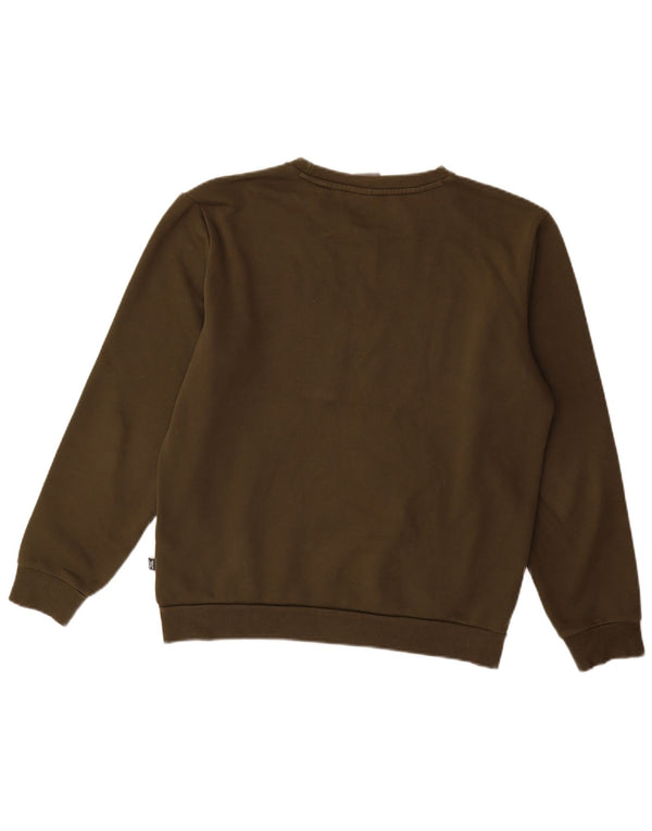 Puma Mens Graphic Moletom Jumper Pequeno Algodão Cáqui