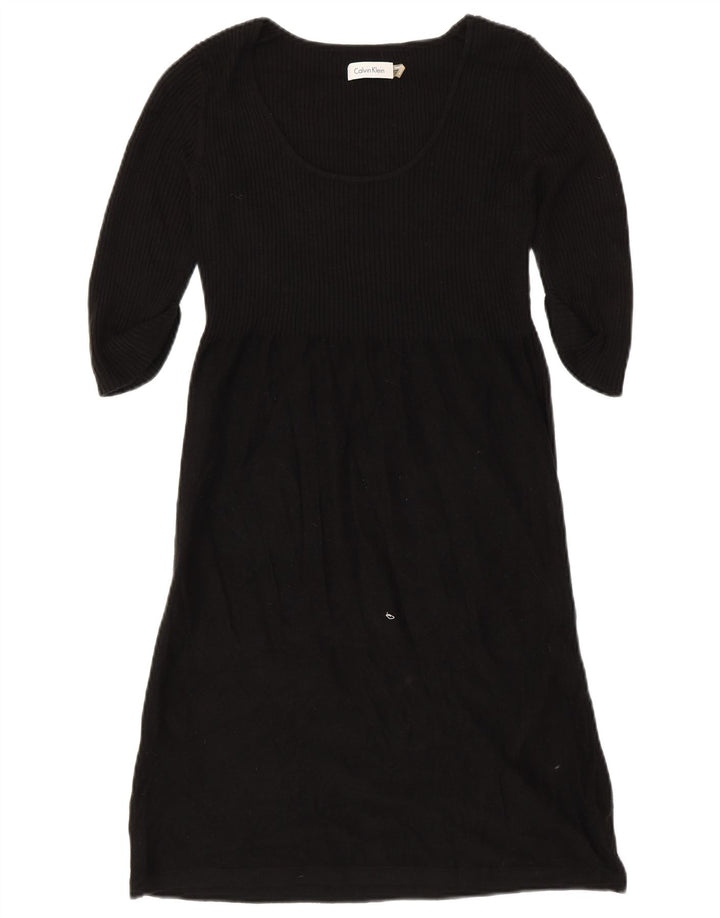 Vestido jumper feminino CALVIN KLEIN manga 3/4 Reino Unido 10 pequeno acrílico preto