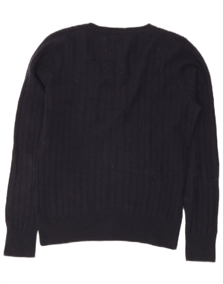 Suéter feminino Gant com decote em V Reino Unido 14 grande lã azul marinho