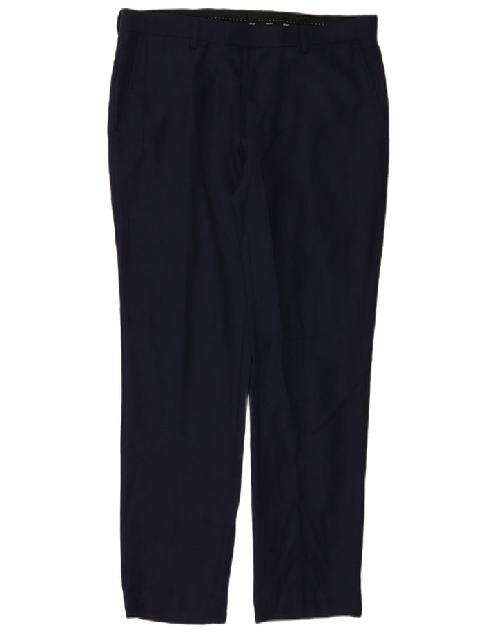 Calça masculina Dkny Regular Fit W32 L30 Lã Azul Marinho
