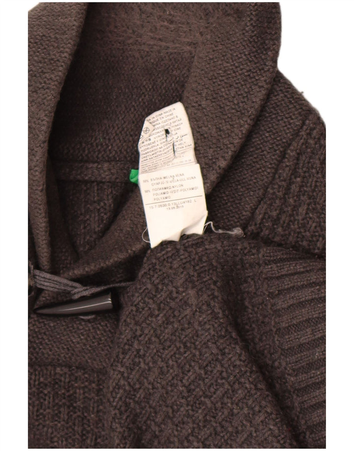 Suéter masculino Benetton com gola xale e lã cinza grande