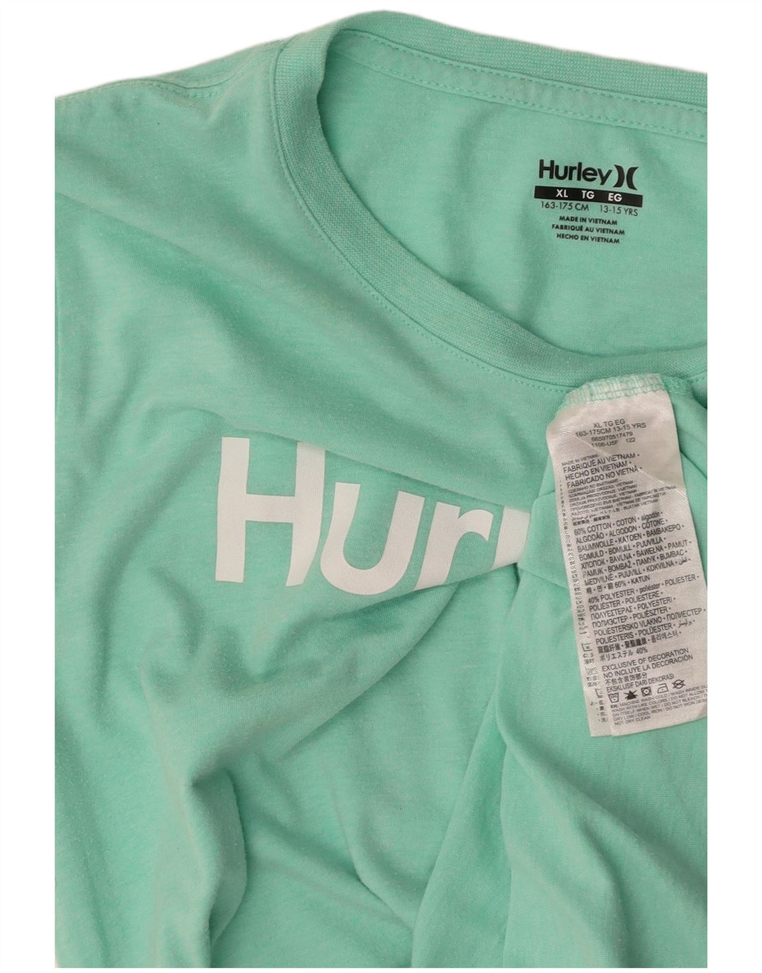 Camiseta gráfica HURLEY Boys 13-14 anos XL algodão verde