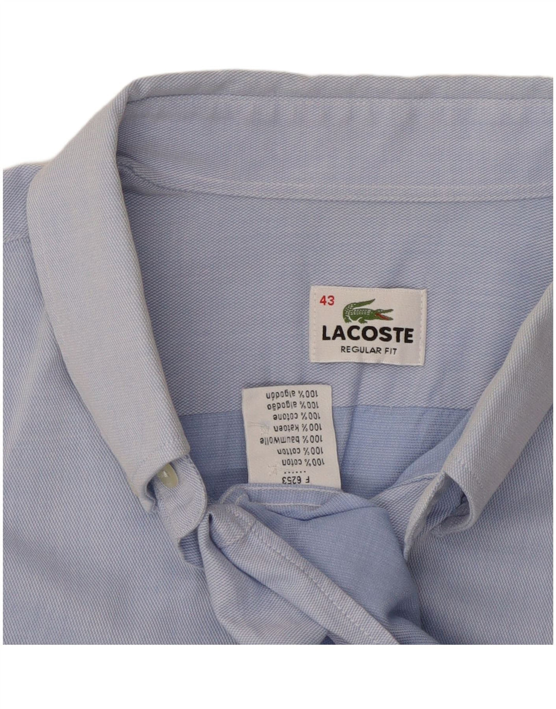 Camisa masculina LACOSTE Regular Fit tamanho 43 grande algodão azul
