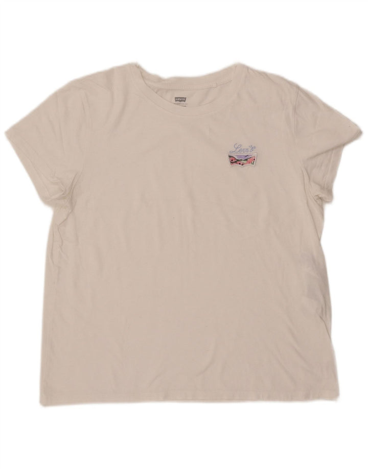 Camiseta feminina LEVI'S UK 14 grande algodão branco