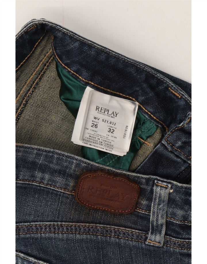 Replay Jeans Slim Feminino W26 L32 Azul Algodão