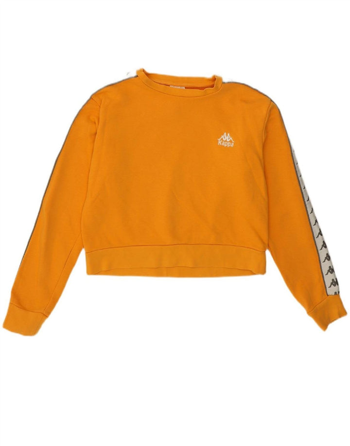 KAPPA moletom feminino cropped com capuz UK 14 médio laranja