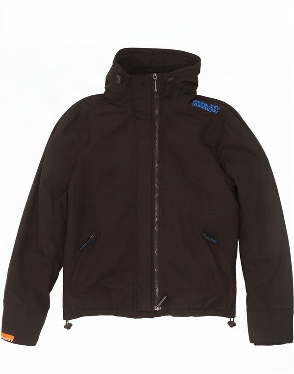 Jaqueta corta-vento masculina Superdry com capuz gráfico UK 42 XL preto nylon