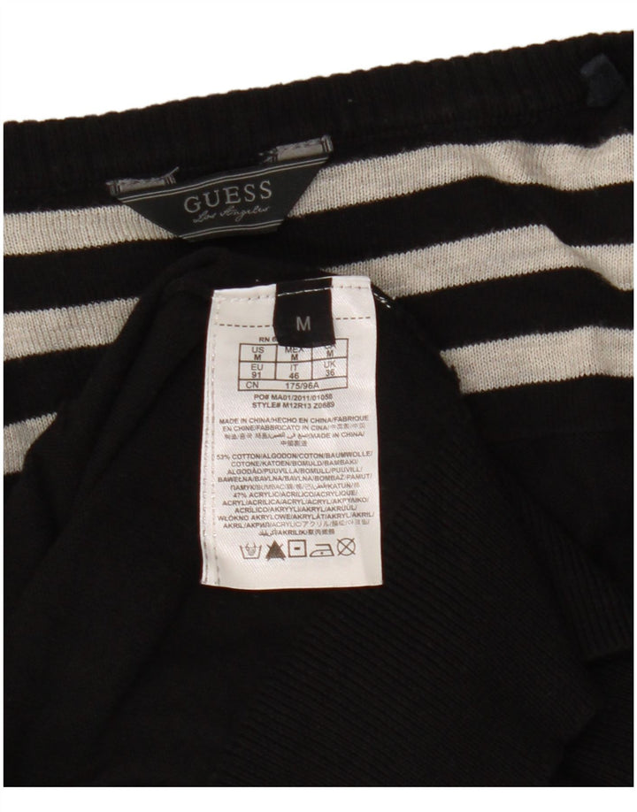 Suéter cardigã feminino Guess com ajuste solto Reino Unido 14 algodão preto médio
