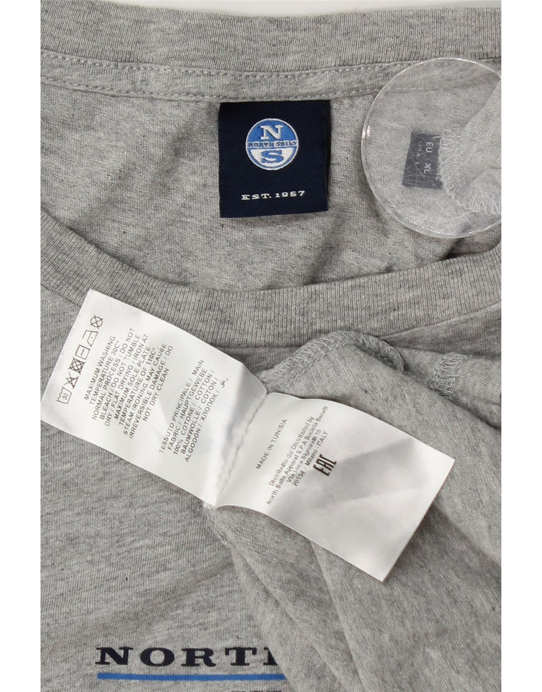Camiseta masculina North Sails Top XL algodão manchado cinza