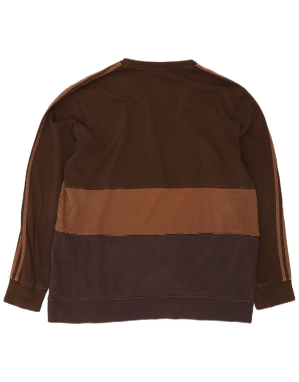Adidas Mens Moletom Jumper 2XL Marrom Colorblock Algodão