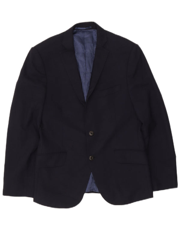 Jaqueta blazer masculina de 2 botões Marks & Spencer Reino Unido 38 azul marinho médio lã nova
