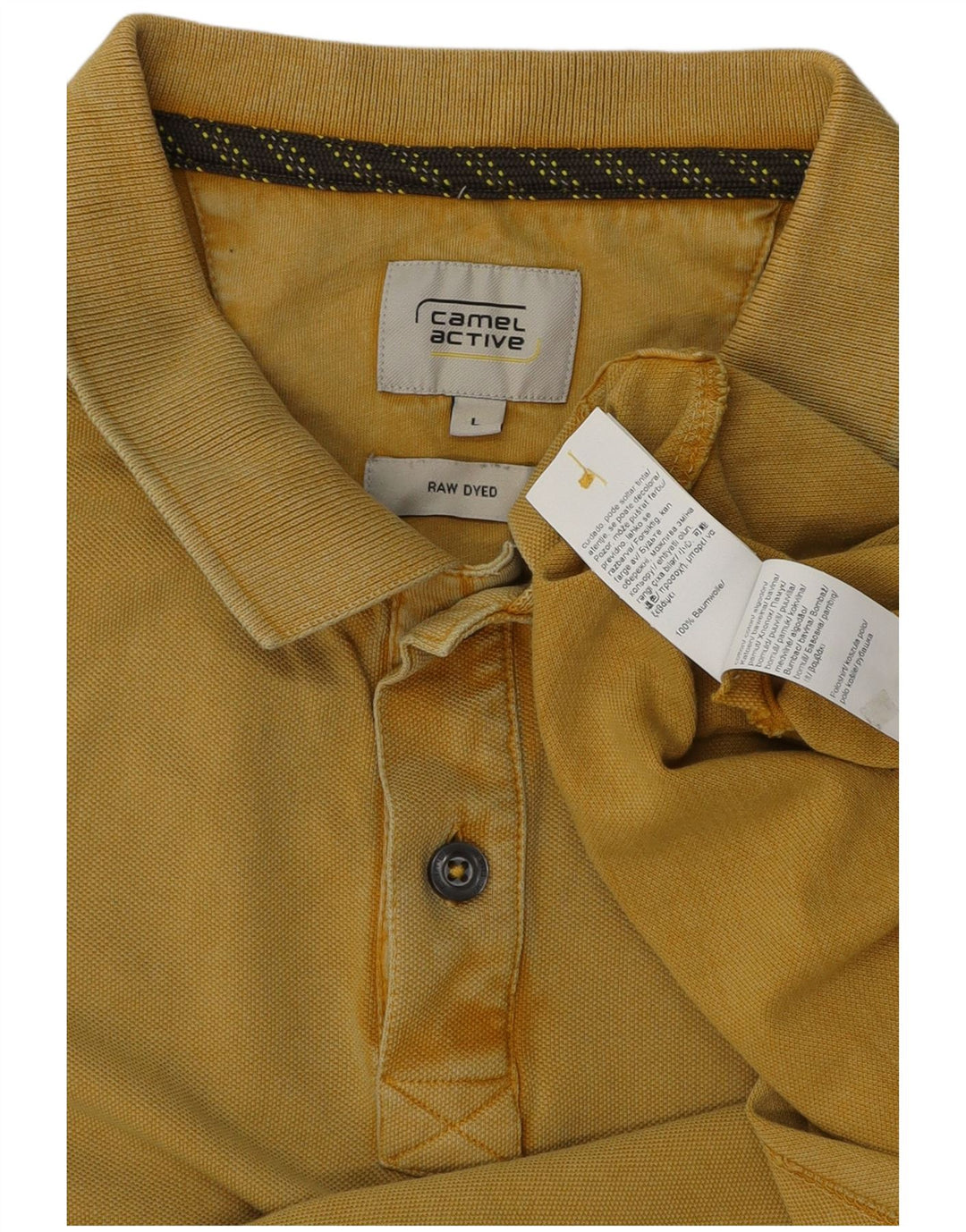 Camisa polo masculina Camel Active Raw Dyed grande algodão amarelo