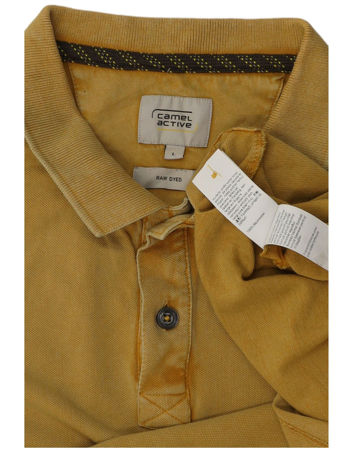 Camisa polo masculina Camel Active Raw Dyed grande algodão amarelo