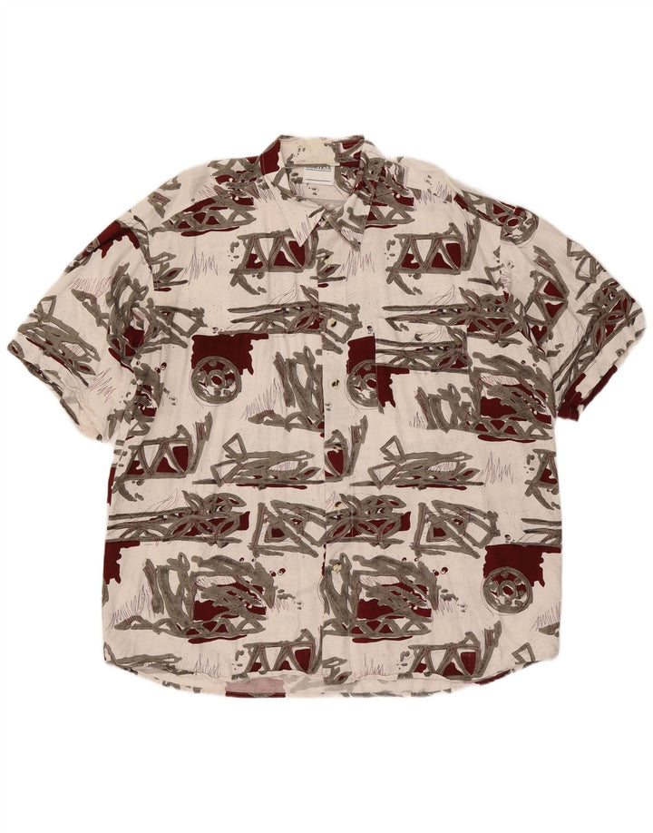 Camisa masculina de manga curta com padrão abstrato Via Cortesa XL branca