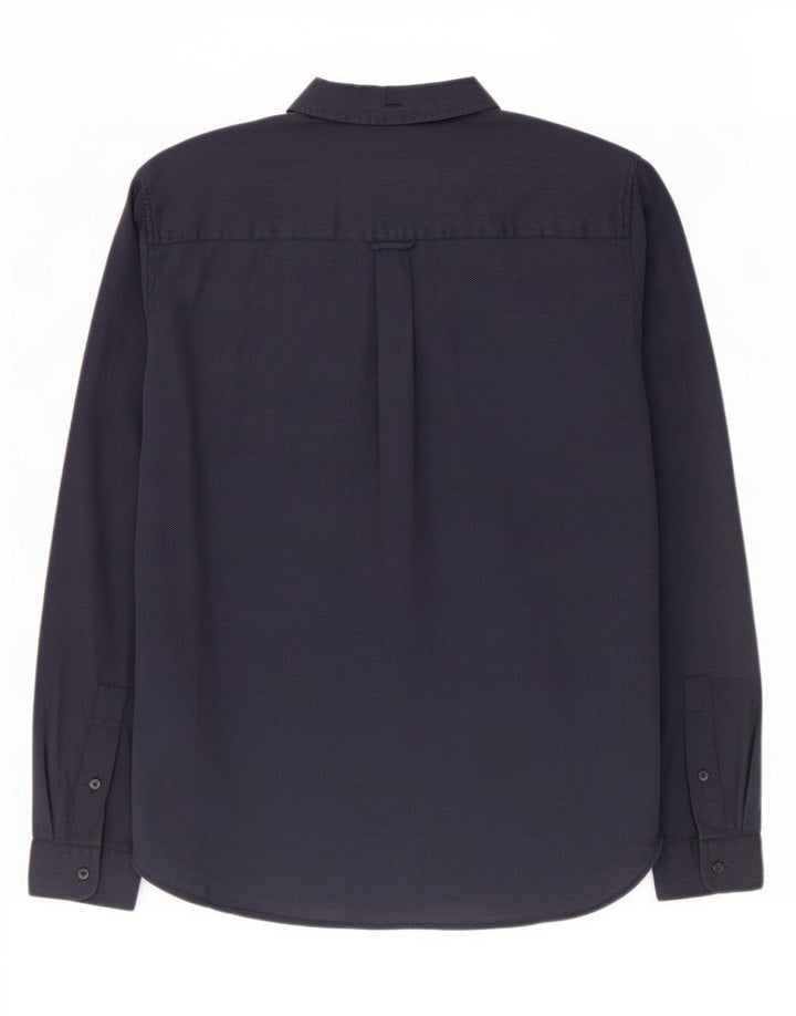 Camisa masculina Lyle & Scott de algodão manchado azul marinho médio